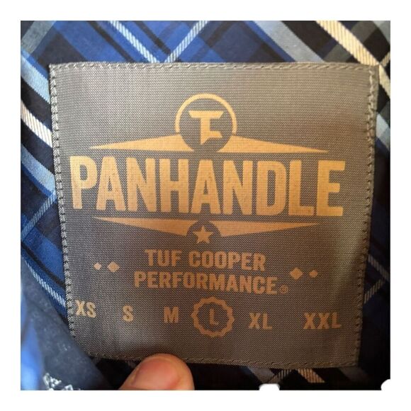 Panhandle Tuf Cooper Men's Geometric Blue Long Sleeve Shirt Size L - Picture 6 of 6